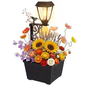 1 Pack 18.5" H Small Solar Lamp Post with Planter Dual-Sided Lighting, 2 in 1 Flower Pots Wall Mount/Freestanding, Waterproof Decorative Planter Lamp for Porch Garden Front Door, Warm White 1 Pack 18.5" H Small Solar Lamp Post with Planter Dual-Sided Lighting, 2 in 1 Flower Pots Wall Mount/Freestanding, Waterproof Decorative Planter Lamp for Porch Garden Front Door, Warm White