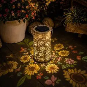 Solar Flower Projection Lantern Outdoor Colorful Hanging Garden Light, Waterproof Metal Decorative Lamp for Patio Yard Balcony Decor, Auto On/Off Night Light Solar Flower Projection Lantern Outdoor Colorful Hanging Garden Light, Waterproof Metal Decorative Lamp for Patio Yard Balcony Decor, Auto On/Off Night Light