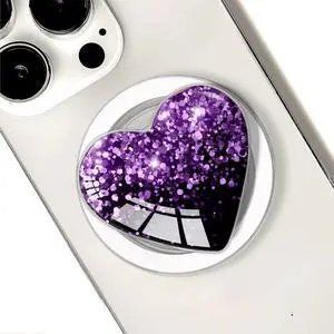 Compatible with Magsafe Clear Heart Shape Black Purple Collapsible Mobile Phone Grip Magnetic Stand Holder for Smartphone and Tablet Cell Phone Accessory Compatible with Magsafe Clear Heart Shape Black Purple Collapsible Mobile Phone Grip Magnetic Stand Holder for Smartphone and Tablet Cell Phone Accessory