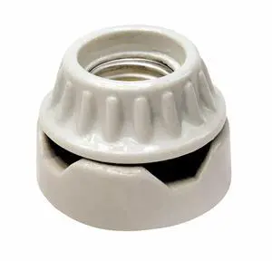 Medium Base, Two-Piece, Keyless, Incandescent, Unglazed Porcelain Lampholder, Surface Mount Low, Single Circuit, Back Wired, 9880, White Medium Base, Two-Piece, Keyless, Incandescent, Unglazed Porcelain Lampholder, Surface Mount Low, Single Circuit, Back Wired, 9880, White
