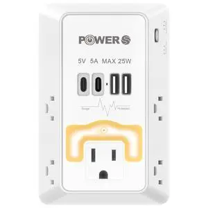 Snug Multi Plug Wall Outlet with USB Ports (2C2A), Wall Outlet with Night Light, Surge Protector, Wall Plug Adapter for Multiple Devices, Wall Socket Expander Snug Multi Plug Wall Outlet with USB Ports (2C2A), Wall Outlet with Night Light, Surge Protector, Wall Plug Adapter for Multiple Devices, Wall Socket Expander