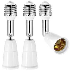 Light Socket Extender, 3 Pack E26/E27 4.5 Inch Extension with 350° Rotation & 180° Bend, Medium Base Light Bulb Extension Socket Adapter for Recessed Fixtures, LED/Smart/Sensor Bulbs Light Socket Extender, 3 Pack E26/E27 4.5 Inch Extension with 350° Rotation & 180° Bend, Medium Base Light Bulb Extension Socket Adapter for Recessed Fixtures, LED/Smart/Sensor Bulbs