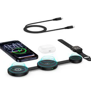 18W Fast Wireless Charging Station MagSafe Charger Stand for iPhone 17e 17 Air 16 15 14 13 Pro Max iWatch 10/9/8/7/6/5/4/3/2/SE/Ultra 2 AirPods 4/3/2/Pro, Foldable 3 in 1 Magnetic Wireless Charger Pad 18W Fast Wireless Charging Station MagSafe Charger Stand for iPhone 17e 17 Air 16 15 14 13 Pro Max iWatch 10/9/8/7/6/5/4/3/2/SE/Ultra 2 AirPods 4/3/2/Pro, Foldable 3 in 1 Magnetic Wireless Charger Pad