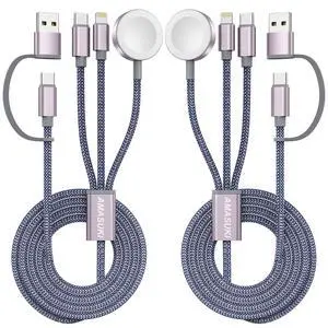 2Pack Travel Essentials,Multi Charging Cable 3 in 2 USB C for Apple Watch Charger,iPhone Charger,Cruise Vacation Camping,Portable Charging Docks for iWatch Series 11-2/Ultra/SE & iPhone 17-12,Car 2Pack Travel Essentials,Multi Charging Cable 3 in 2 USB C for Apple Watch Charger,iPhone Charger,Cruise Vacation Camping,Portable Charging Docks for iWatch Series 11-2/Ultra/SE & iPhone 17-12,Car