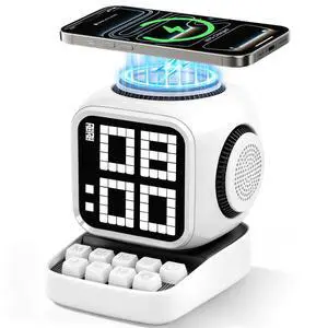 Smart Bluetooth Speaker with Wireless Charger: Digital Alarm Clocks for Bedrooms - 15W Fast Wireless Charging Station with 3 Modes - Portable Speaker Gifts for Men Women Smart Bluetooth Speaker with Wireless Charger: Digital Alarm Clocks for Bedrooms - 15W Fast Wireless Charging Station with 3 Modes - Portable Speaker Gifts for Men Women