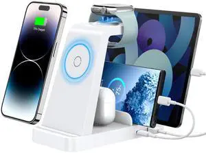5 in 1 Wireless Charging Station: Magnetic Charging Dock for phone16e 16 15 14 13 12 Pro Max, Pro/4/3/2, Watch Ultra/SE/Series, with 36W Adapter White 5 in 1 Wireless Charging Station: Magnetic Charging Dock for phone16e 16 15 14 13 12 Pro Max, Pro/4/3/2, Watch Ultra/SE/Series, with 36W Adapter White