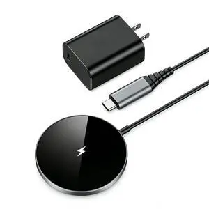 Magnetic Fast Wireless Charger Pad with 20W PD Adapter,for MagSafe iPhone 17/16/15/14/13/12 Series & AirPods 3/2/Pro 2,Non-Slip Base & Strong Magnetic Alignment for Desk and Office Use(Black) Magnetic Fast Wireless Charger Pad with 20W PD Adapter,for MagSafe iPhone 17/16/15/14/13/12 Series & AirPods 3/2/Pro 2,Non-Slip Base & Strong Magnetic Alignment for Desk and Office Use(Black)