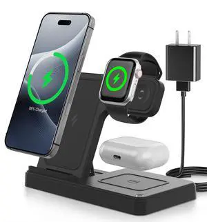 Wireless Charging Station for iPhone: 3-in-1 Charger Stand for Apple Multiple Devices - for iPhone 17 16e 16 15 14 Pro Max 13 12 11/ for iWatch 10 9 8 7 6 5 4 3 2 Se & Ultra/for Airpods 4 3 2 Pro Wireless Charging Station for iPhone: 3-in-1 Charger Stand for Apple Multiple Devices - for iPhone 17 16e 16 15 14 Pro Max 13 12 11/ for iWatch 10 9 8 7 6 5 4 3 2 Se & Ultra/for Airpods 4 3 2 Pro
