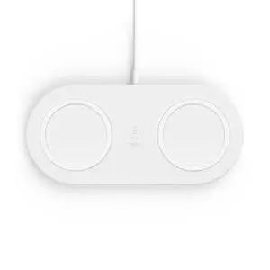 Quick Charge Dual Wireless Charging Pad - 10W Qi-Certified Charger Pad for iPhone, Samsung, Apple Airpods & More - Charge While Listening to Music, Streaming Videos, & Video Calls - White Quick Charge Dual Wireless Charging Pad - 10W Qi-Certified Charger Pad for iPhone, Samsung, Apple Airpods & More - Charge While Listening to Music, Streaming Videos, & Video Calls - White