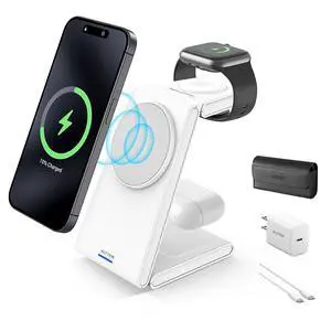 3 in 1 Wireless Charging Station, Magnetic Foldable Wireless Charger, Fast Travel Charger Stand for iPhone 17/16/15/14/13/12/Apple Watch/Airpods(20W PD Adapter Included) 3 in 1 Wireless Charging Station, Magnetic Foldable Wireless Charger, Fast Travel Charger Stand for iPhone 17/16/15/14/13/12/Apple Watch/Airpods(20W PD Adapter Included)