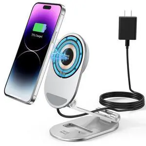 Magnetic Wireless Charger, Foldable Mag Safe Charging Stand, Adjustable Wireless Charging Station with 20W Wall Adapter, for iPhone 16 15 14 13 12 Pro/Max/Plus, AirPods 3/Pro 2/Pro Magnetic Wireless Charger, Foldable Mag Safe Charging Stand, Adjustable Wireless Charging Station with 20W Wall Adapter, for iPhone 16 15 14 13 12 Pro/Max/Plus, AirPods 3/Pro 2/Pro