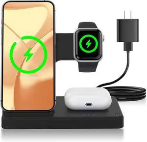 Portable 3-in-1 Wireless Charging Stand Dock, Compact Design for Bedroom and Travel, Compatible with iPhone 17/16/15/14/13/12 Series, for Apple Watch Ultra/SE/Series 112 and for AirPods Pro 4/3/2 Portable 3-in-1 Wireless Charging Stand Dock, Compact Design for Bedroom and Travel, Compatible with iPhone 17/16/15/14/13/12 Series, for Apple Watch Ultra/SE/Series 112 and for AirPods Pro 4/3/2