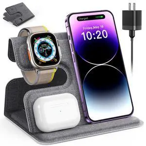 3 in 1 Charging Station for Apple Wireless Charger for iPhone 15 14 13 12 11 X 8 Series Wireless Charging Station for Multiple Devices for Apple Watch Charger for AirPods 2/3/Pro/Pro 2 (Grey) 3 in 1 Charging Station for Apple Wireless Charger for iPhone 15 14 13 12 11 X 8 Series Wireless Charging Station for Multiple Devices for Apple Watch Charger for AirPods 2/3/Pro/Pro 2 (Grey)