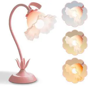Pink Flower Table Lamp,Cute Lily Desk Lamp,Vintage LED Reading Light Pink Flower Table Lamp,Cute Lily Desk Lamp,Vintage LED Reading Light