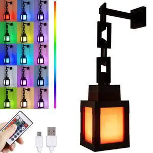 Pixelated Lantern LED Night Light,16 Colors Rechargeable LED Lamp with Remote, Rechargeable Retro Table/Wall Night Lamp,for Bedroom Gaming Kids ,Home Decoration and Children's Gifts (with Chain) Pixelated Lantern LED Night Light,16 Colors Rechargeable LED Lamp with Remote, Rechargeable Retro Table/Wall Night Lamp,for Bedroom Gaming Kids ,Home Decoration and Children's Gifts (with Chain)
