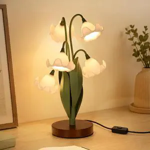 Flower Table Lamp for Bedroom, Cute Reading Light with 5 White Magnolia Flower of The Valley, Desk Lamp Bedside Lamps for Nightstands Home Decor,Soft Reading Night Light for Bedroom Living Room Office Flower Table Lamp for Bedroom, Cute Reading Light with 5 White Magnolia Flower of The Valley, Desk Lamp Bedside Lamps for Nightstands Home Decor,Soft Reading Night Light for Bedroom Living Room Office