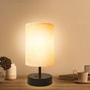 Small Bedside Lamp, Mini Minimalist Table Lamp with Round Flaxen Fabric Shade, 9 Inch Desk Reading Lamp for Bedroom, Living Room, Office, 1 Pack Small Bedside Lamp, Mini Minimalist Table Lamp with Round Flaxen Fabric Shade, 9 Inch Desk Reading Lamp for Bedroom, Living Room, Office, 1 Pack