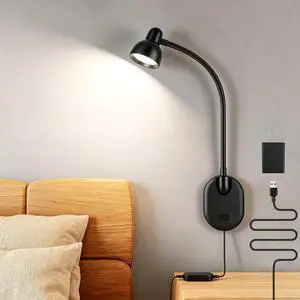 Wall Mounted Reading Light, LED Wall Bedside Lamp with Adapter, 5 Color & 10 Brightness, Plug-in Adhesive Wall Reading Lights for Books in Bed, Auto-Off Timer Wall Lights for Bedroom Headboard Black Wall Mounted Reading Light, LED Wall Bedside Lamp with Adapter, 5 Color & 10 Brightness, Plug-in Adhesive Wall Reading Lights for Books in Bed, Auto-Off Timer Wall Lights for Bedroom Headboard Black