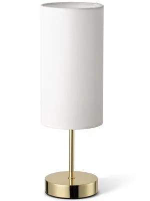 Small Nightstand Table Lamp for Bedroom, Round White Fabric Shade and Gold Metal Base, Modern Minimalist Bedside Lamps for Dresser, Living Room, Office, College Dorm, Warm Light, 5W LED Bulb Included Small Nightstand Table Lamp for Bedroom, Round White Fabric Shade and Gold Metal Base, Modern Minimalist Bedside Lamps for Dresser, Living Room, Office, College Dorm, Warm Light, 5W LED Bulb Included