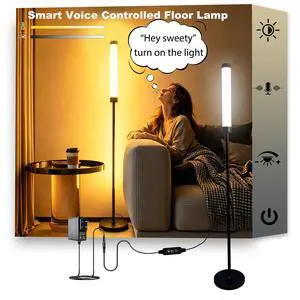 Voice-Activated Led Floor Standing Tall Lamp Custom Color Temperature Pole for Adults and Kids Indoor Bedroom Home Living Room Office (Black-Voice Control) Voice-Activated Led Floor Standing Tall Lamp Custom Color Temperature Pole for Adults and Kids Indoor Bedroom Home Living Room Office (Black-Voice Control)