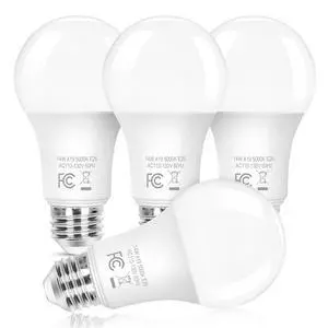 A19 LED Bulbs, 100W Dimmable LED Light Bulbs Equivalent, Energy Efficient 14W, Daylight White 5000K, 1600 Lumens, E26 Standard Light Bulb for Bedroom Living Room Office Lamp, 4-Pack A19 LED Bulbs, 100W Dimmable LED Light Bulbs Equivalent, Energy Efficient 14W, Daylight White 5000K, 1600 Lumens, E26 Standard Light Bulb for Bedroom Living Room Office Lamp, 4-Pack