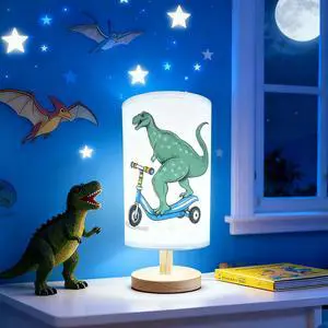 Dinosaur Lamp, Dinosaur Decor Boys Room, 3 Color Night Light Wood Nightstand Desk Base Flaxen Fabric Shade for Bedroom Living Room, Dino Lovers Gifts, LED Bulb Included (Blue Dinosaur) Dinosaur Lamp, Dinosaur Decor Boys Room, 3 Color Night Light Wood Nightstand Desk Base Flaxen Fabric Shade for Bedroom Living Room, Dino Lovers Gifts, LED Bulb Included (Blue Dinosaur)