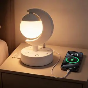 Table Lamp with USB Charging Port & AC Outlet, 3-Color Dimmable LED Desk Lamp, Eye-Caring Bedside Nightstand Light for Bedroom, Home Office & Living Room Table Lamp with USB Charging Port & AC Outlet, 3-Color Dimmable LED Desk Lamp, Eye-Caring Bedside Nightstand Light for Bedroom, Home Office & Living Room