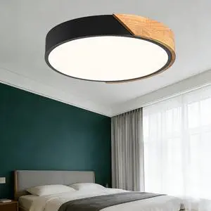 12 Inch Wood Flush Mount Ceiling Light Fixtures, 2400LM Round Flat LED Ceiling Light, 4500K Close to Ceiling Light Fixtures, Minimalist Black Ceiling Lamp for Bedroom, Laundry Room 12 Inch Wood Flush Mount Ceiling Light Fixtures, 2400LM Round Flat LED Ceiling Light, 4500K Close to Ceiling Light Fixtures, Minimalist Black Ceiling Lamp for Bedroom, Laundry Room