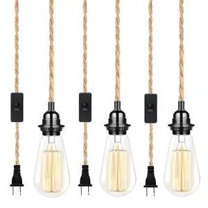 Industrial 15ft Pendant Light Cord -Plug in Hanging Light Fixture, 15FT Farmhouse Pendant Lamp Lights Cord with Switch Cord for Kitchen Island Bedroom Living Room Industrial 15ft Pendant Light Cord -Plug in Hanging Light Fixture, 15FT Farmhouse Pendant Lamp Lights Cord with Switch Cord for Kitchen Island Bedroom Living Room