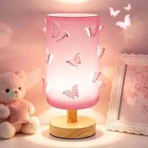 3D Butterfly Pink Table Lamp, Cute Princess Lamp for Girls Bedroom, 3-Color Dimmable Light with Wood Base & Adjustable Brightness, Kids Teen Decor Table Lamp for Living Room and Bedside (Pink) 3D Butterfly Pink Table Lamp, Cute Princess Lamp for Girls Bedroom, 3-Color Dimmable Light with Wood Base & Adjustable Brightness, Kids Teen Decor Table Lamp for Living Room and Bedside (Pink)
