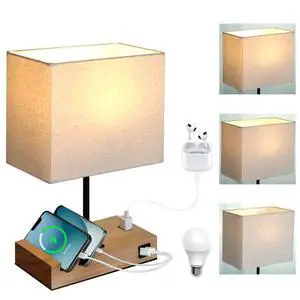 Touch Nightstand Lamp with USB C Port for Bedroom,Bedside Lamps with Charging Station, Small Table Lamp with Charging Outlets and Phone Stands Bulb Included (Wood) Touch Nightstand Lamp with USB C Port for Bedroom,Bedside Lamps with Charging Station, Small Table Lamp with Charging Outlets and Phone Stands Bulb Included (Wood)