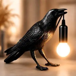 Raven Lamp Gothic Decor, Black Crow Table Lamp with LED Bulb, Unique Dark Aesthetic Night Light for Bedroom Desk, Halloween Home Decoration Gift Raven Lamp Gothic Decor, Black Crow Table Lamp with LED Bulb, Unique Dark Aesthetic Night Light for Bedroom Desk, Halloween Home Decoration Gift