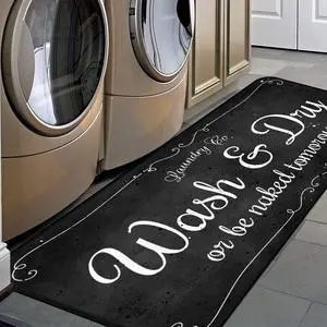 Laundry Room Long Mat Area Rug Non-Slip Floor Mat Waterproof Farmhouse Carpet for Kitchen 40" x 20"(Black-2) Laundry Room Long Mat Area Rug Non-Slip Floor Mat Waterproof Farmhouse Carpet for Kitchen 40" x 20"(Black-2)