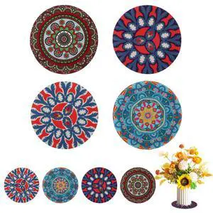 8Pcs Boho Plant Coaster and Mat - Floor Protectors for Indoor Outdoor Pots - Flower Saucer and House Accessories - Protect Table, Desk, Floor 8Pcs Boho Plant Coaster and Mat - Floor Protectors for Indoor Outdoor Pots - Flower Saucer and House Accessories - Protect Table, Desk, Floor
