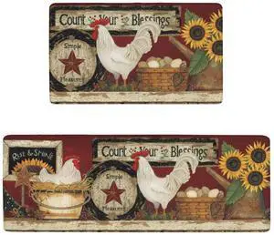 Farmhouse Anti Fatigue Kitchen Rugs and Mats Set of 2, Holiday Cooking Sets Washable Waterproof Rooster Kitchen decor Mat, Non-Slip Chicken Floor Mats for Home, Sink, Laundry, 17.3"x47"+17.3"x30" Farmhouse Anti Fatigue Kitchen Rugs and Mats Set of 2, Holiday Cooking Sets Washable Waterproof Rooster Kitchen decor Mat, Non-Slip Chicken Floor Mats for Home, Sink, Laundry, 17.3"x47"+17.3"x30"