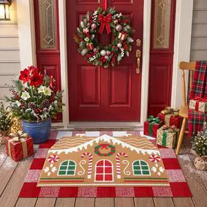2 Pcs Door Mat Welcome Non Slip Coir Mats Floor Layering Doormats Seasonal for Front Porch Entryway Decor(Gingerbread House) 2 Pcs Door Mat Welcome Non Slip Coir Mats Floor Layering Doormats Seasonal for Front Porch Entryway Decor(Gingerbread House)