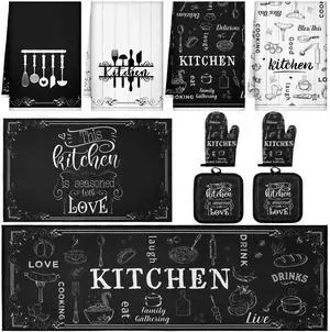 10 Pcs Farmhouse Kitchen Decor Sets 4 Kitchen Dish Towels 2 Vintage Pot Holders 2 Oven Mitts Glove 2 Rustic Non Slip Rugs and Mats for Floor Home Decorations Accessories Mom Gifts 10 Pcs Farmhouse Kitchen Decor Sets 4 Kitchen Dish Towels 2 Vintage Pot Holders 2 Oven Mitts Glove 2 Rustic Non Slip Rugs and Mats for Floor Home Decorations Accessories Mom Gifts