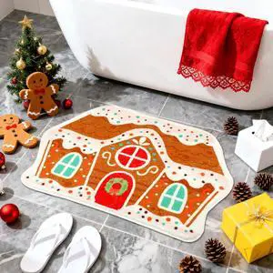 Christmas Gingerbread House Rug, 27.6 x 18.1 Inches Christmas Bath Rug Non-Slip Soft Absorbent Christmas Bath Mats for Bathroom Cute Holiday Floor Mat Xmas Decor Christmas Gingerbread House Rug, 27.6 x 18.1 Inches Christmas Bath Rug Non-Slip Soft Absorbent Christmas Bath Mats for Bathroom Cute Holiday Floor Mat Xmas Decor