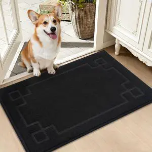 Door Mat 20" x 32", Non-Slip Door Mats Indoor Entryway Rugs Washable Low-Profile Absorbent and Dirt Trapper Floor Mats, Dog Door Mat for Front Back Door, Mud Wet Shoes & Paws, Black Door Mat 20" x 32", Non-Slip Door Mats Indoor Entryway Rugs Washable Low-Profile Absorbent and Dirt Trapper Floor Mats, Dog Door Mat for Front Back Door, Mud Wet Shoes & Paws, Black