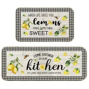 Lemon Kitchen Mat Set of 2, Kitchen Mats for Floor, Farmhouse Lemon Kitchen Decor Floor Mats Non Slip, Kitchen Runner Rug Carpet 17x29 and 17x47 Inch Lemon Kitchen Mat Set of 2, Kitchen Mats for Floor, Farmhouse Lemon Kitchen Decor Floor Mats Non Slip, Kitchen Runner Rug Carpet 17x29 and 17x47 Inch