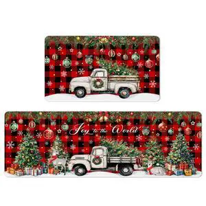 Christmas Rugs for Kitchen Floor, Red Buffalo Plaid Christmas Truck Mats for Kitchen Floor Rubber Non Slip, 2PCS Farmhouse XmasTree Kitchen Mat Cushioned for Room Doorway 15.7"×27.5" +15.7"×47" Christmas Rugs for Kitchen Floor, Red Buffalo Plaid Christmas Truck Mats for Kitchen Floor Rubber Non Slip, 2PCS Farmhouse XmasTree Kitchen Mat Cushioned for Room Doorway 15.7"×27.5" +15.7"×47"