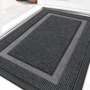 Front Door Mat Indoor Outdoor Entrance, Waterproof All-Season, All-Weather Doormat, Sturdy Natural Rubber, Fade Resistant, Low Profile, Easy Clean Patio Porch Entryway Mat, 29.5x17, Grey Front Door Mat Indoor Outdoor Entrance, Waterproof All-Season, All-Weather Doormat, Sturdy Natural Rubber, Fade Resistant, Low Profile, Easy Clean Patio Porch Entryway Mat, 29.5x17, Grey