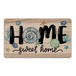 Home Sweet Home Beach Front Door Mat, Coastal Conch Shell Starfish Decorative Doormat Non-Slip Floor Entryway Rug, Farmhouse Nautical Low Profile Indoor Outdoor Kitchen Decoration 17x29 Inches Home Sweet Home Beach Front Door Mat, Coastal Conch Shell Starfish Decorative Doormat Non-Slip Floor Entryway Rug, Farmhouse Nautical Low Profile Indoor Outdoor Kitchen Decoration 17x29 Inches