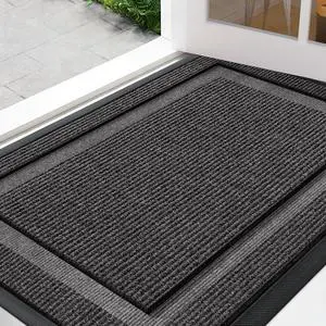 Front Door Mat Outside Entrance Indoor Doormat, 32" x 20" Outdoor Mats for Patio Waterproof, Outdoor Door Mats for Outside Entry, Indoor Rugs for Entryway, Sturdy Natural Rubber Entry Mat, Grey Front Door Mat Outside Entrance Indoor Doormat, 32" x 20" Outdoor Mats for Patio Waterproof, Outdoor Door Mats for Outside Entry, Indoor Rugs for Entryway, Sturdy Natural Rubber Entry Mat, Grey