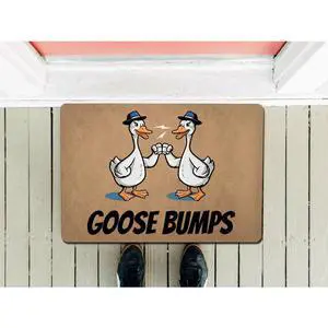 Goose Bumps Funny Goose Doormat, Humorous Farmhouse Welcome Mat, Two Geese Fist Bump Design, Non Slip Rubber Backed Indoor Outdoor Entry Rug, Pet Lover Decor 23.7 * 15.9 inch Goose Bumps Funny Goose Doormat, Humorous Farmhouse Welcome Mat, Two Geese Fist Bump Design, Non Slip Rubber Backed Indoor Outdoor Entry Rug, Pet Lover Decor 23.7 * 15.9 inch