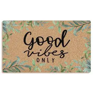 Funny Good Vibes Only Faux Coco Coir Doormat Door Mat for Home House Entrance, Inspirational Farmhouse Cottagecore Botanical Floor Mats for Outdoor Outside Entryway 30x17 Welcome Mat Funny Good Vibes Only Faux Coco Coir Doormat Door Mat for Home House Entrance, Inspirational Farmhouse Cottagecore Botanical Floor Mats for Outdoor Outside Entryway 30x17 Welcome Mat