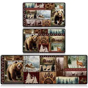 Farmhouse Kitchen Rugs Sets of 3, Rustic Forest Bear Deer Kitchen Mats Non-Slip, Washable Rugs for Bathroom Entrance Bedroom Home Decor(16 X 28 + 16 X 47 Inches) Farmhouse Kitchen Rugs Sets of 3, Rustic Forest Bear Deer Kitchen Mats Non-Slip, Washable Rugs for Bathroom Entrance Bedroom Home Decor(16 X 28 + 16 X 47 Inches)