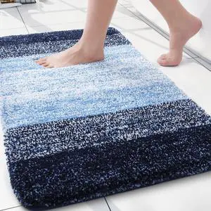 Microfiber Bathroom Rugs, Shaggy Soft and Absorbent Bath Rug, Non-Slip, Thick Plush Machine Washable Dry Bath Mats for Bathroom, Tub and Shower, 24x16, Blue, Rectangular Microfiber Bathroom Rugs, Shaggy Soft and Absorbent Bath Rug, Non-Slip, Thick Plush Machine Washable Dry Bath Mats for Bathroom, Tub and Shower, 24x16, Blue, Rectangular
