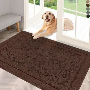 Indoor Door Mat for Entryway 24" x 36", Absorbent Dirt Trapper Doormat with Non-Slip Backing, Low Profile Washable Entry Rug for Front Door, Muddy Shoes & Dog Paws, Coffee Indoor Door Mat for Entryway 24" x 36", Absorbent Dirt Trapper Doormat with Non-Slip Backing, Low Profile Washable Entry Rug for Front Door, Muddy Shoes & Dog Paws, Coffee