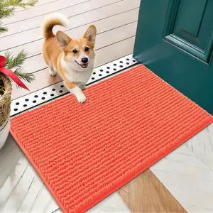 Dog Door Mat for Muddy Paws 24x16, Ultra Absorbent Chenille Mud Doormat, Non-Slip Washable and Dirt Trapping Doormat for Indoor Entryway, Quick-Dry Indoor Pet Bed Mats for Dogs, Coral Dog Door Mat for Muddy Paws 24x16, Ultra Absorbent Chenille Mud Doormat, Non-Slip Washable and Dirt Trapping Doormat for Indoor Entryway, Quick-Dry Indoor Pet Bed Mats for Dogs, Coral